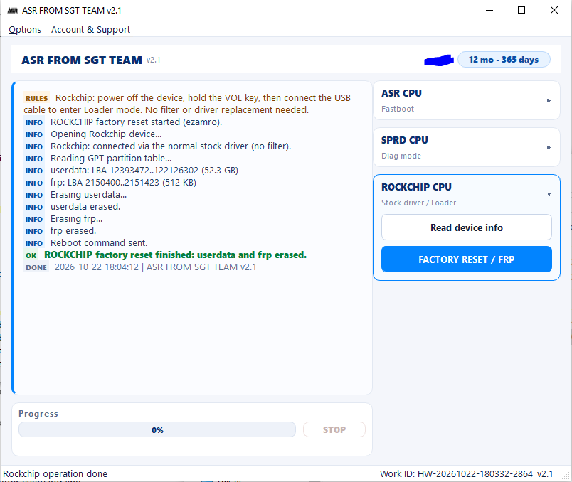 Rockchip PX30 userdata and FRP erase in ASR FROM SGT TEAM v2.1